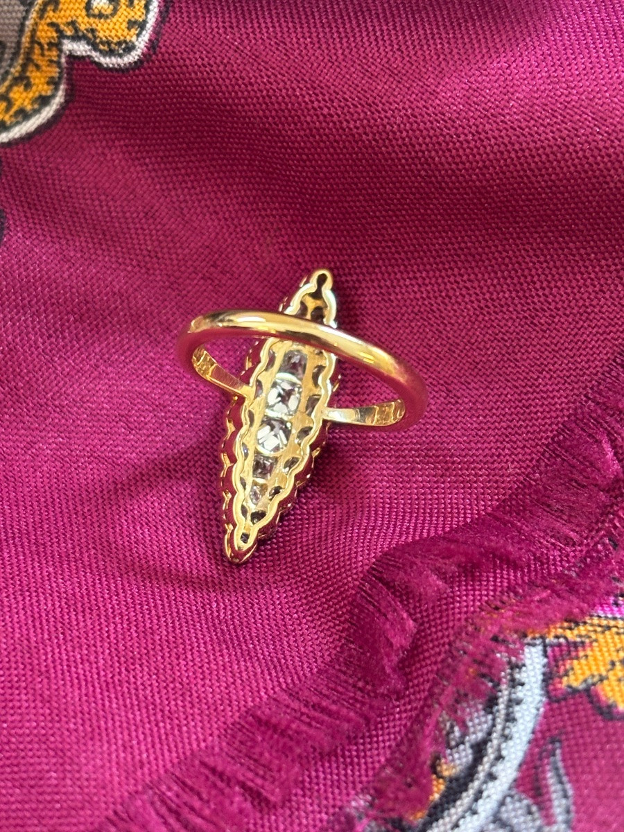 Bague Marquise Or 18ct et diamants -photo-4