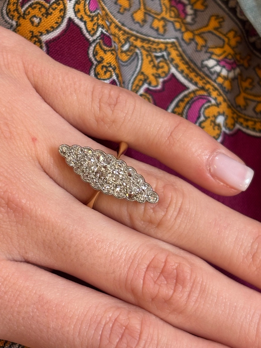 Bague Marquise Or 18ct et diamants -photo-2