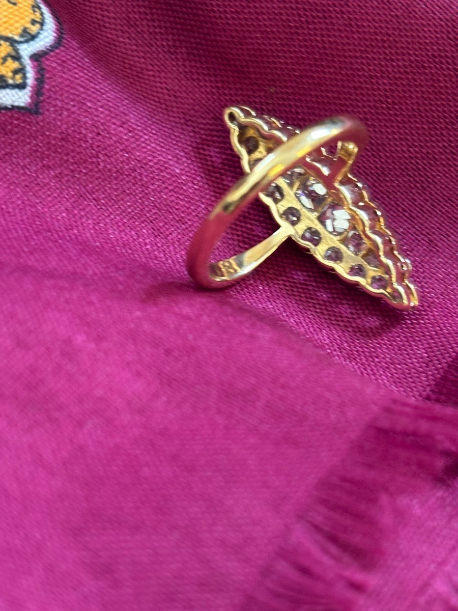 Bague Marquise Or 18ct et diamants -photo-3