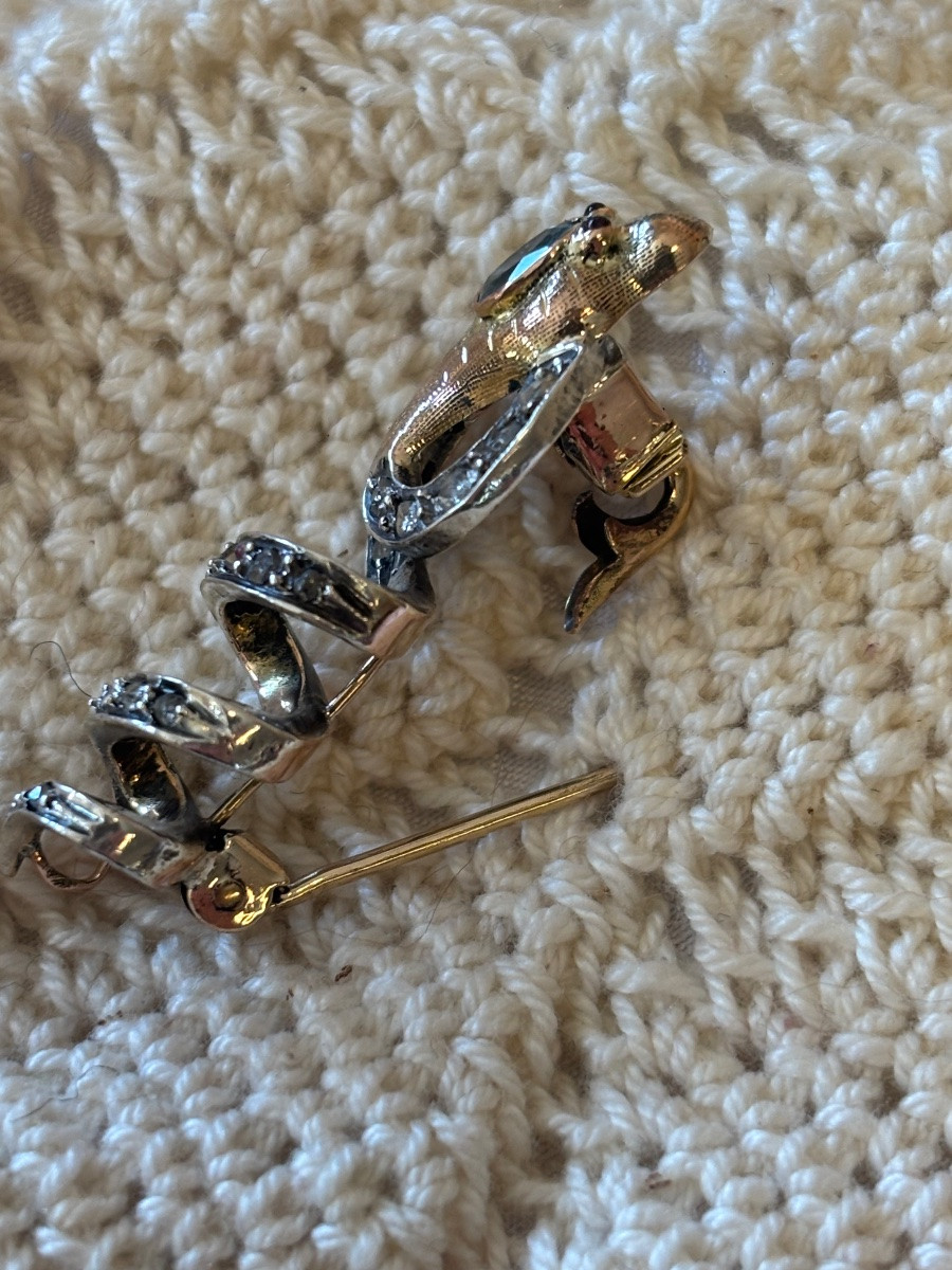 Broche et Coulissant Serpent or 18ct, aigues-marine et diamant -photo-4