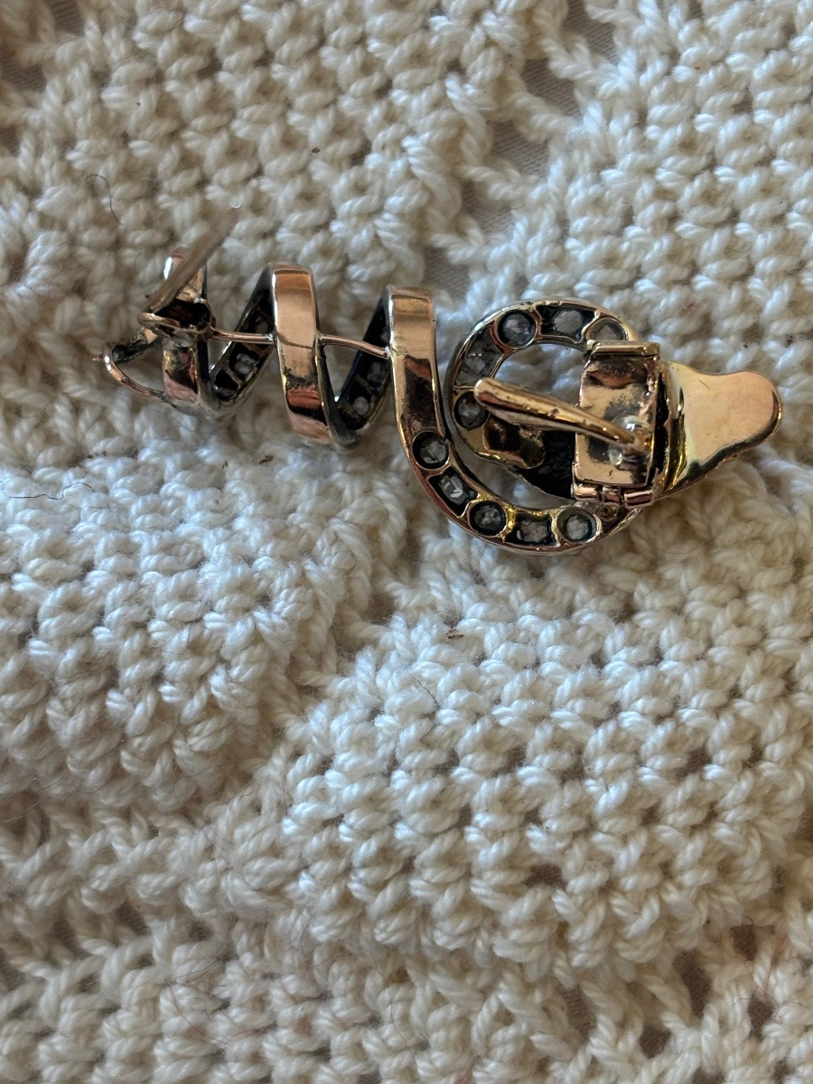 Broche et Coulissant Serpent or 18ct, aigues-marine et diamant -photo-1