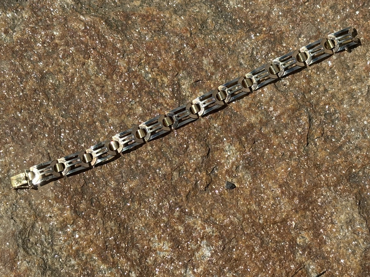 Art Deco Bracelet 2 Colors Of Gold-photo-2