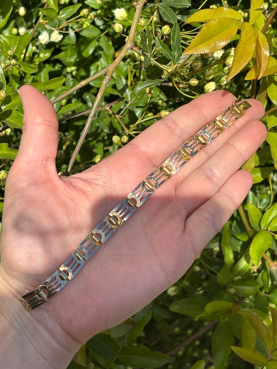 Art Deco Bracelet 2 Colors Of Gold-photo-3