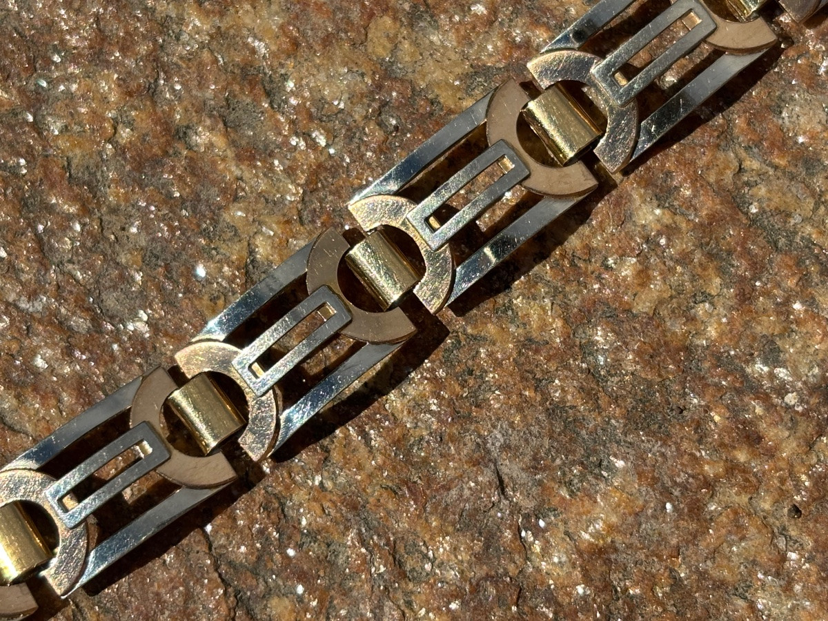 Art Deco Bracelet 2 Colors Of Gold-photo-4