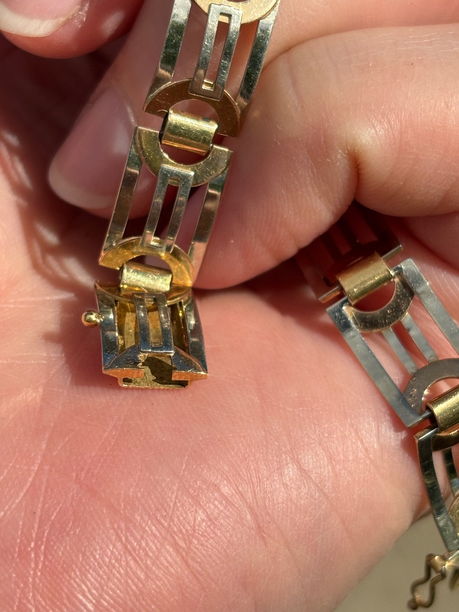 Art Deco Bracelet 2 Colors Of Gold-photo-1