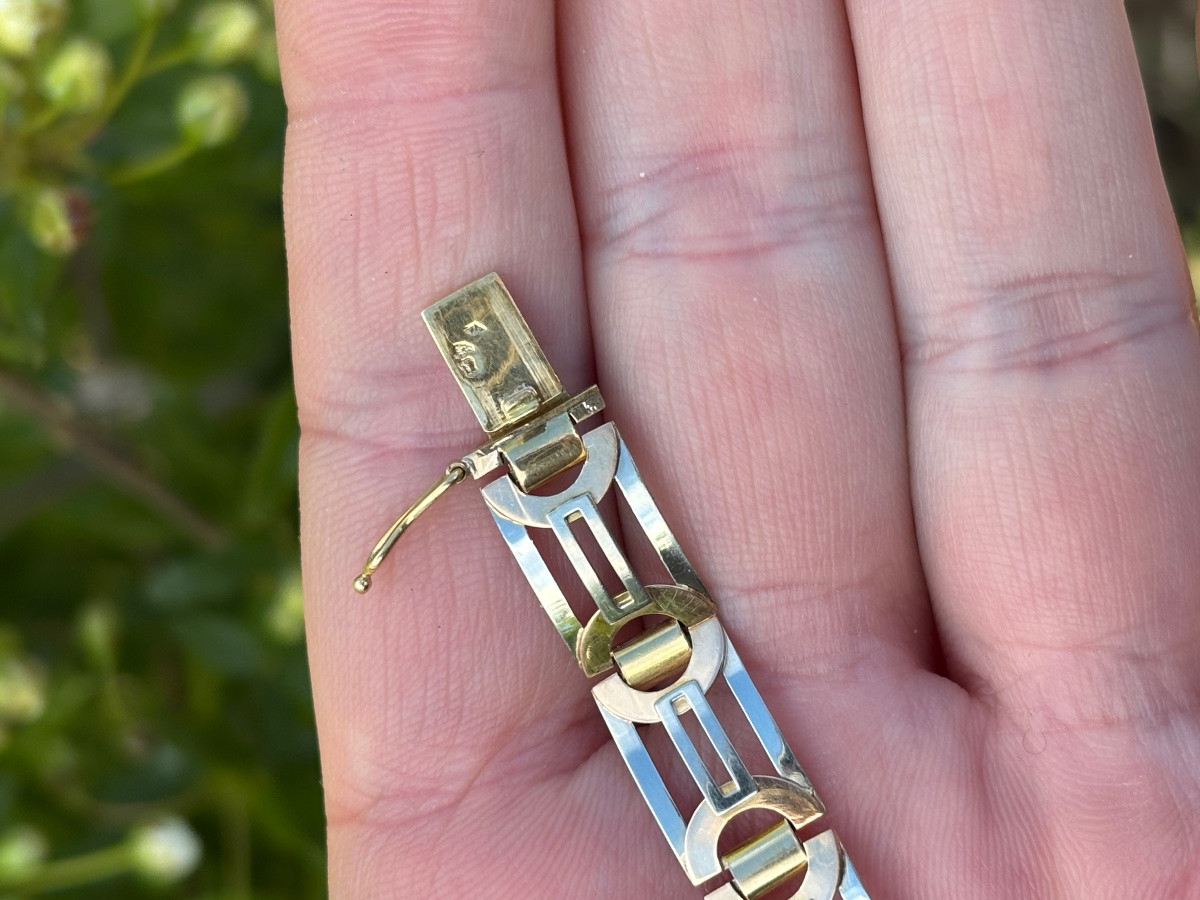 Art Deco Bracelet 2 Colors Of Gold-photo-2