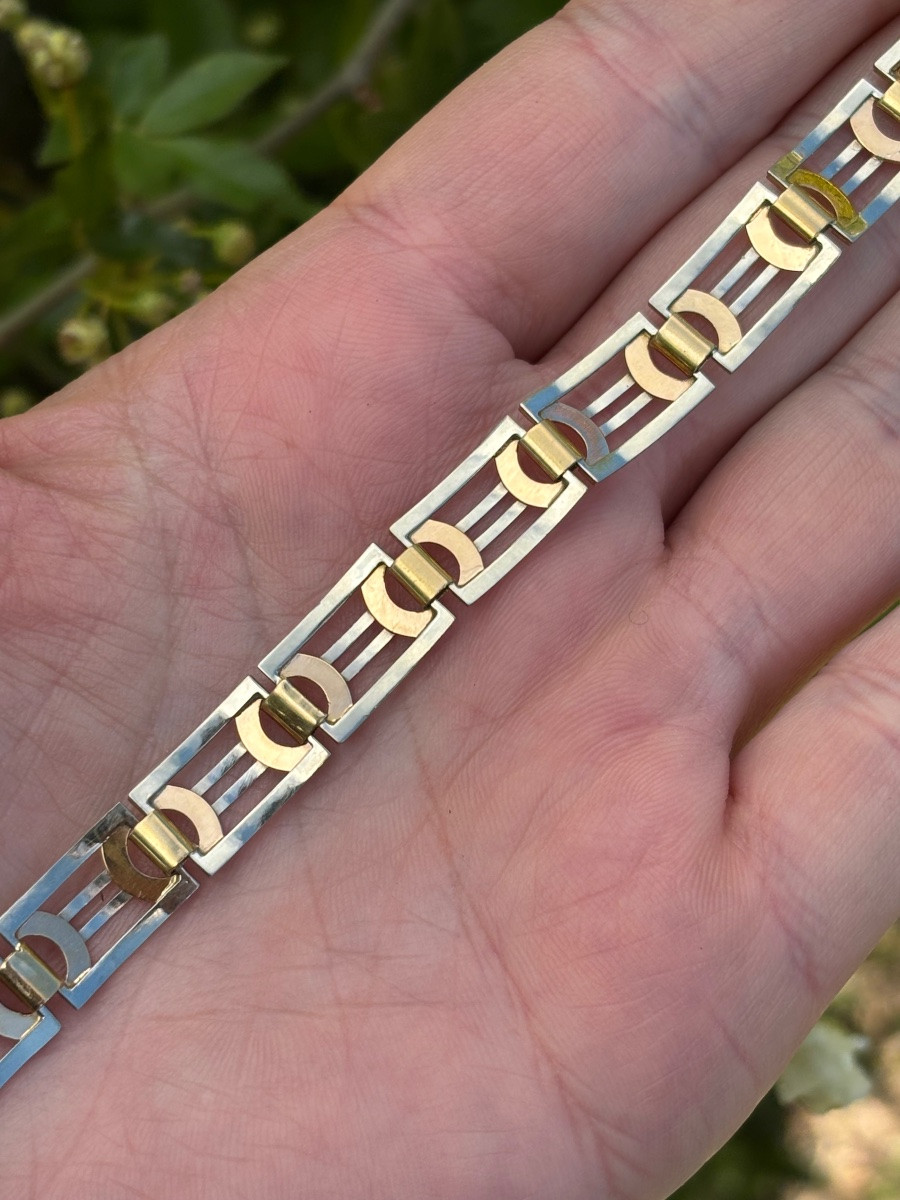 Art Deco Bracelet 2 Colors Of Gold-photo-4
