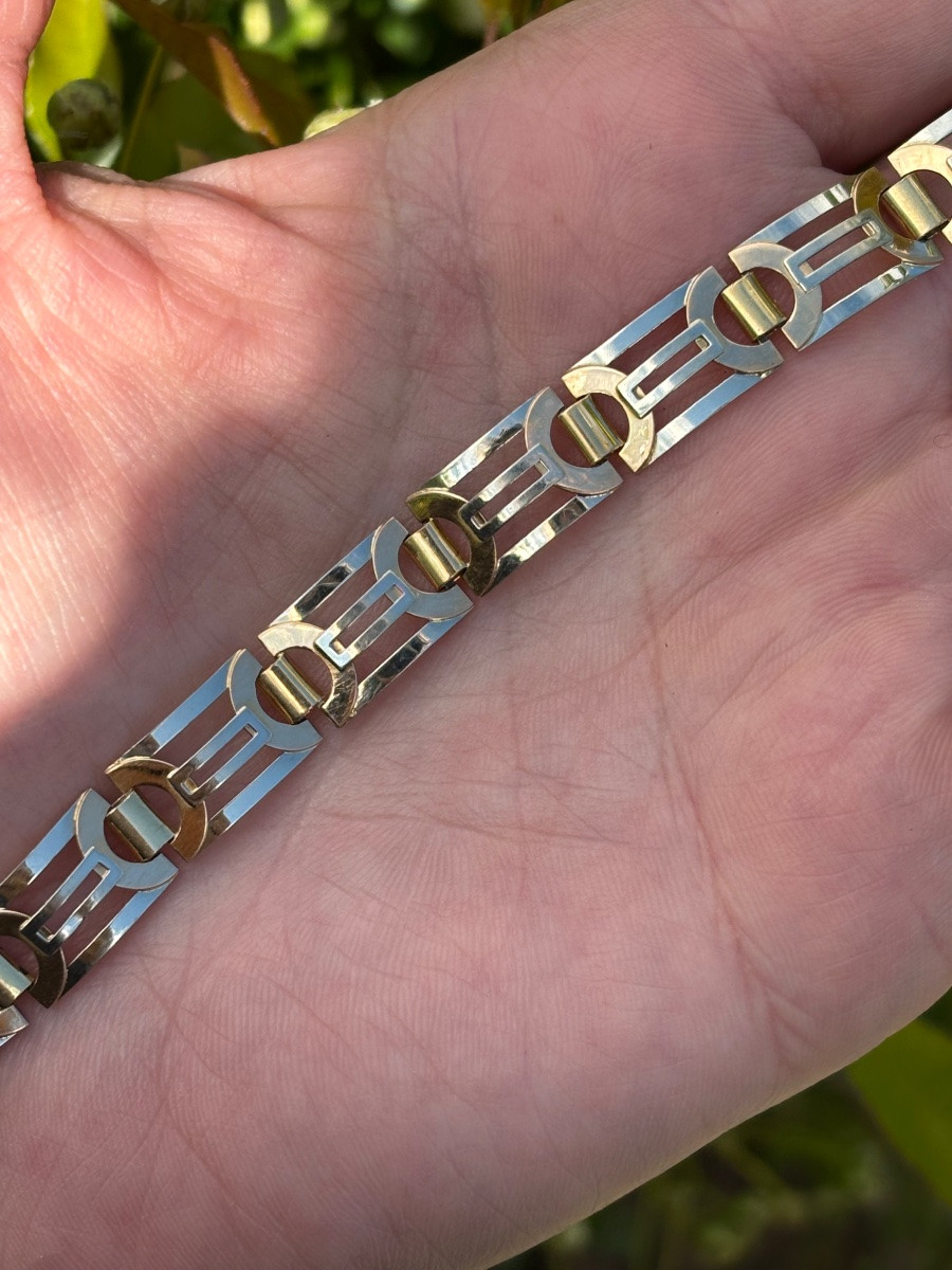 Art Deco Bracelet 2 Colors Of Gold-photo-5