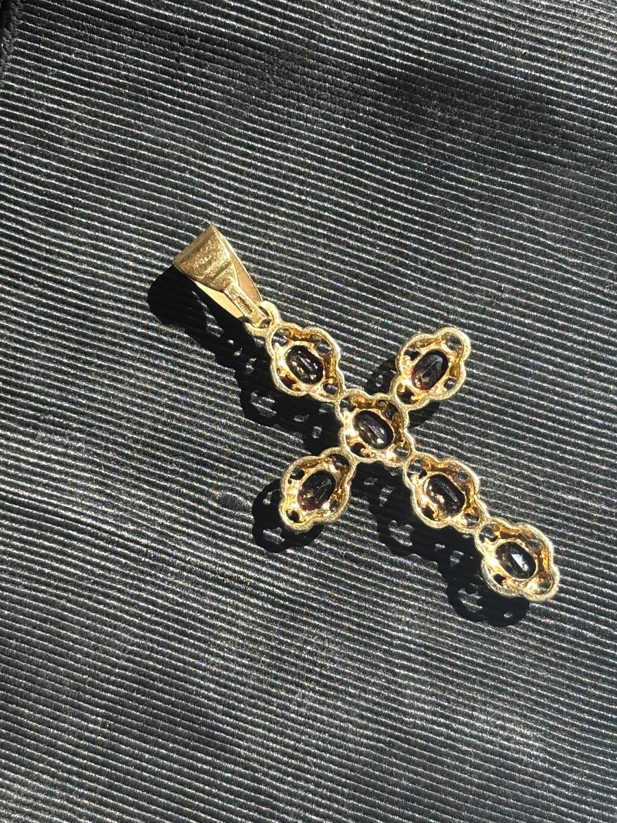 Croix Or 18 ct et Grenats -photo-3