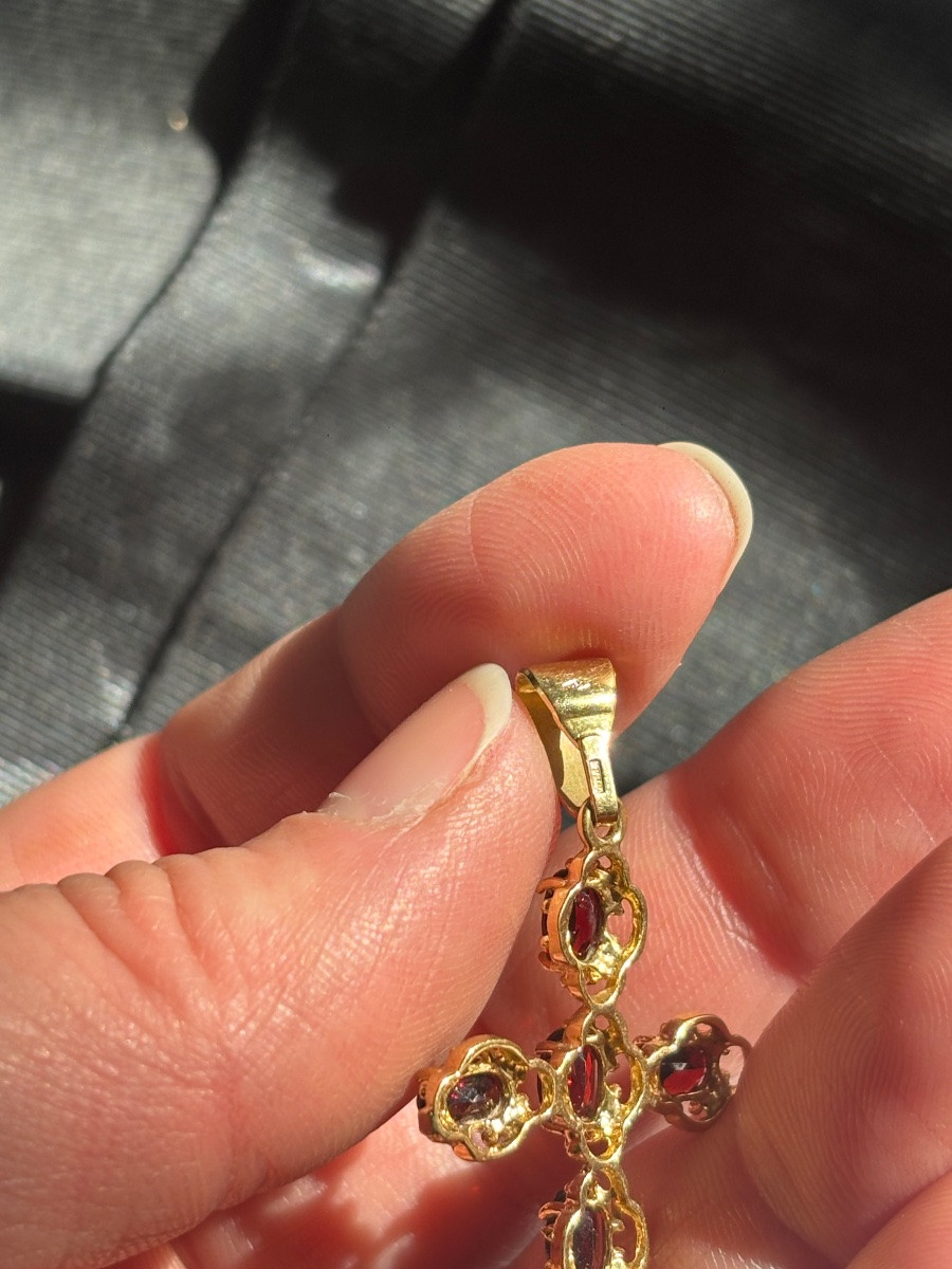 Croix Or 18 ct et Grenats -photo-1