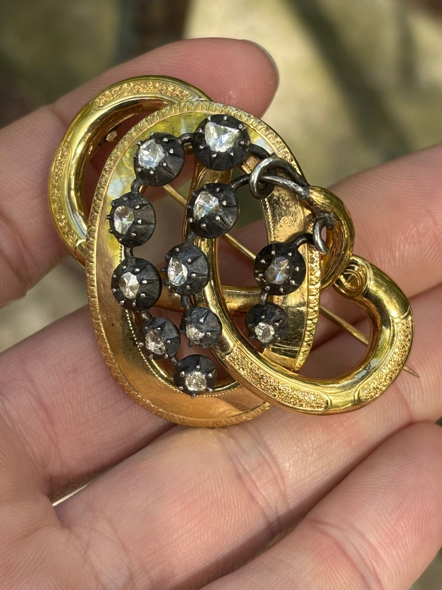 Gold And Rose-cut Diamond Brooch-photo-2