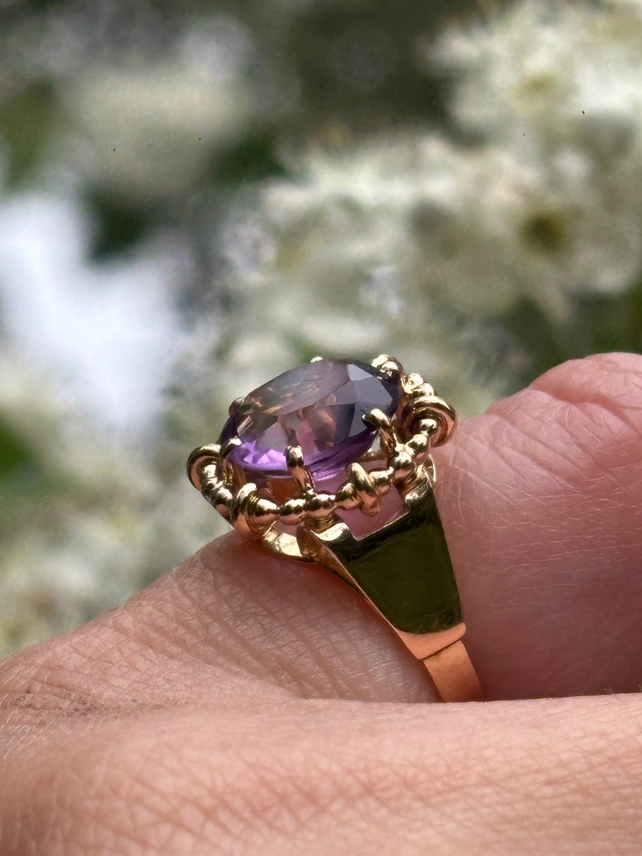 Bague en or et améthyste -photo-3