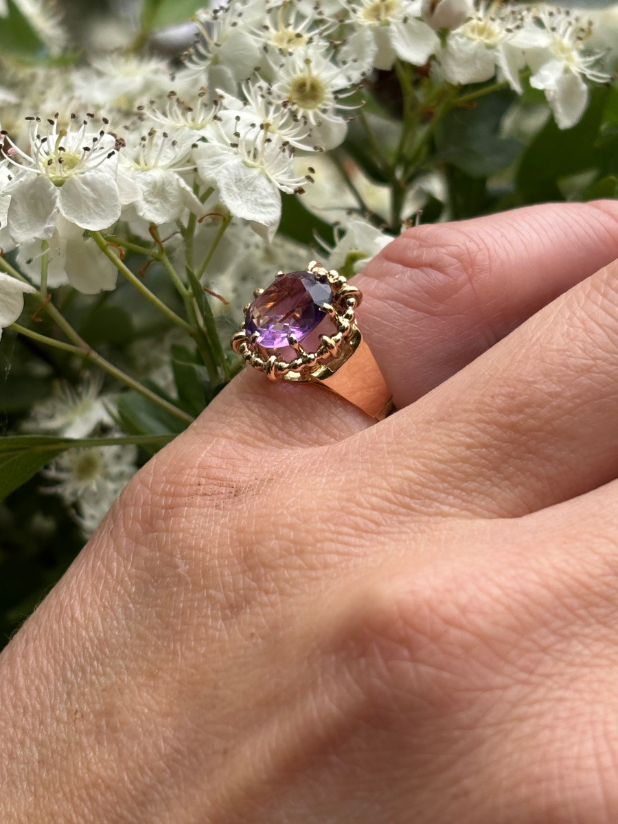 Bague en or et améthyste -photo-1