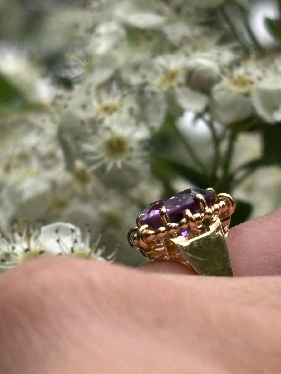Bague en or et améthyste -photo-2