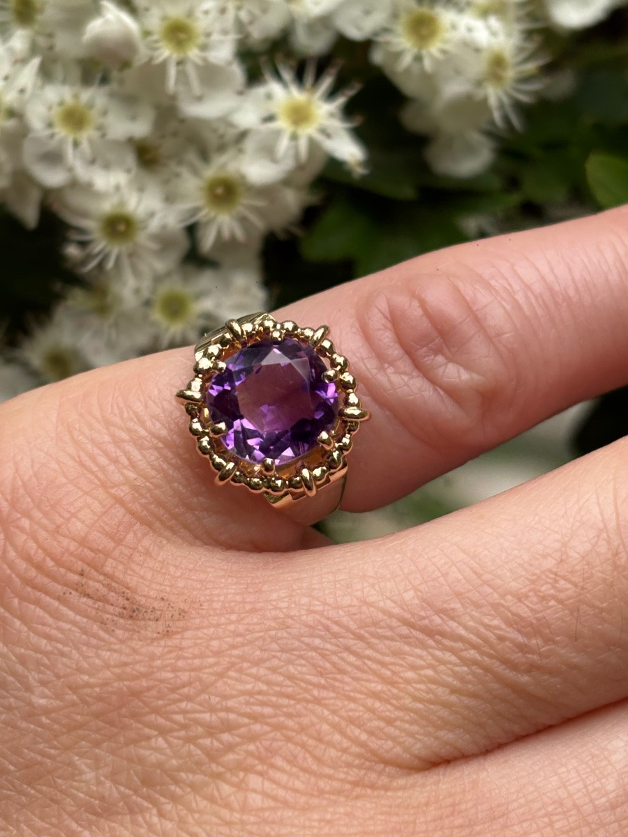 Bague en or et améthyste -photo-3