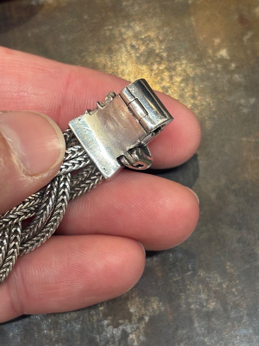 Bracelet argent massif Hermes-photo-2