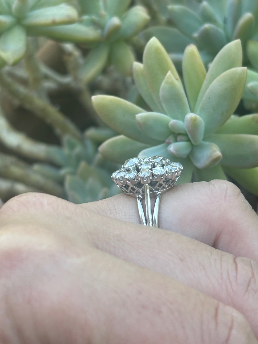 Bague Pompadour Or 18ct & Platine Diamants-photo-4