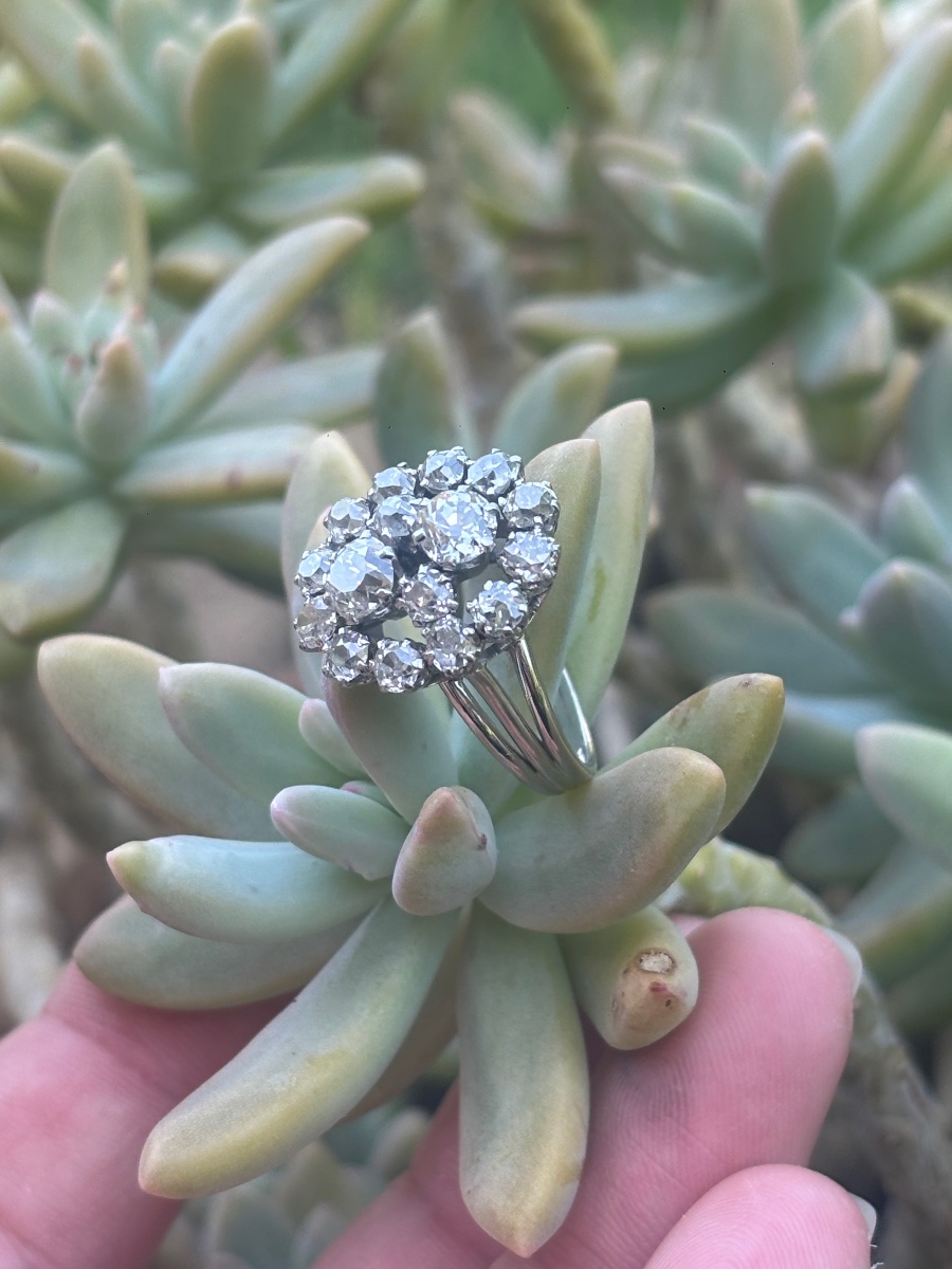 Bague Pompadour Or 18ct & Platine Diamants-photo-1