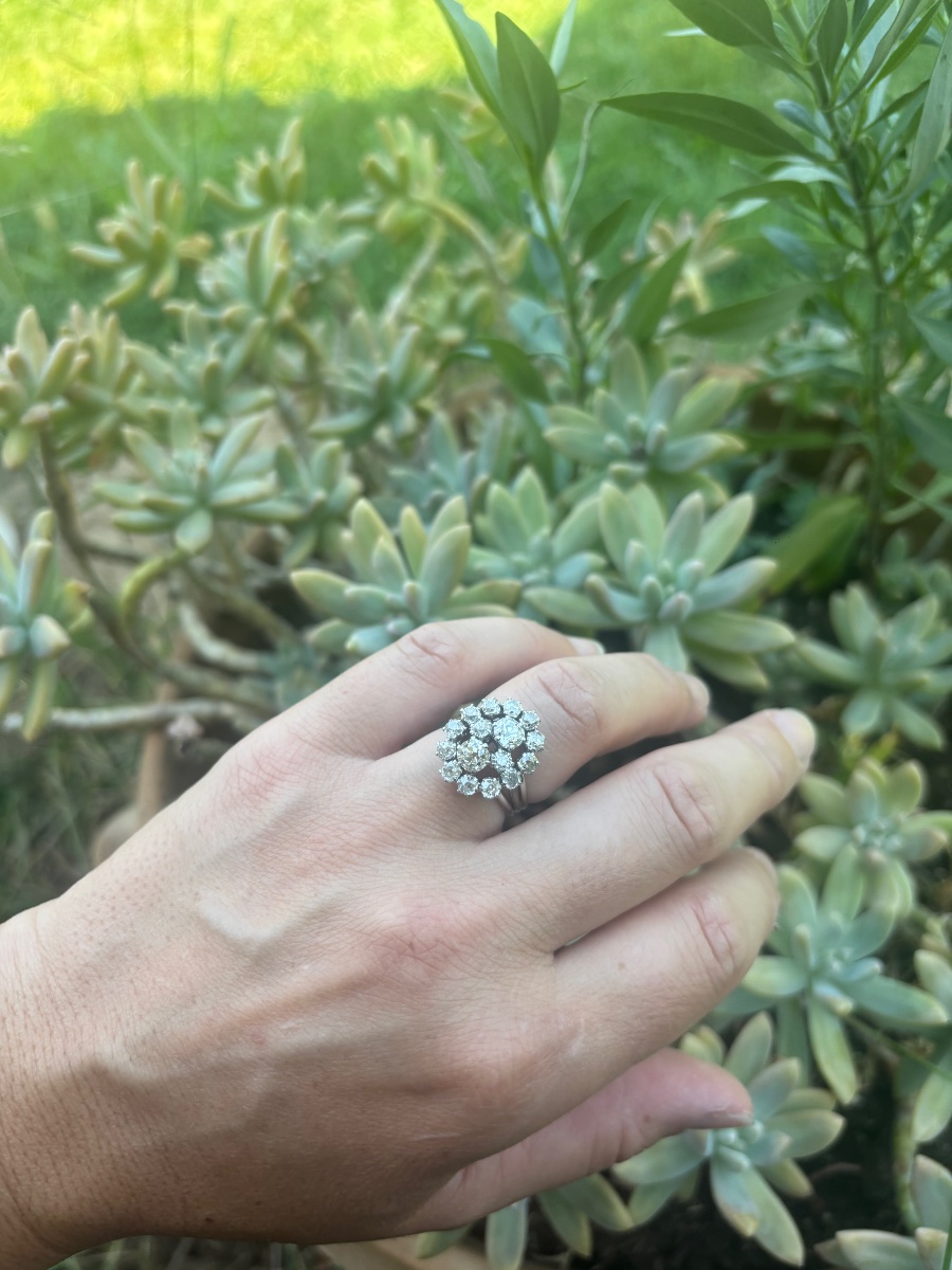 Bague Pompadour Or 18ct & Platine Diamants-photo-4