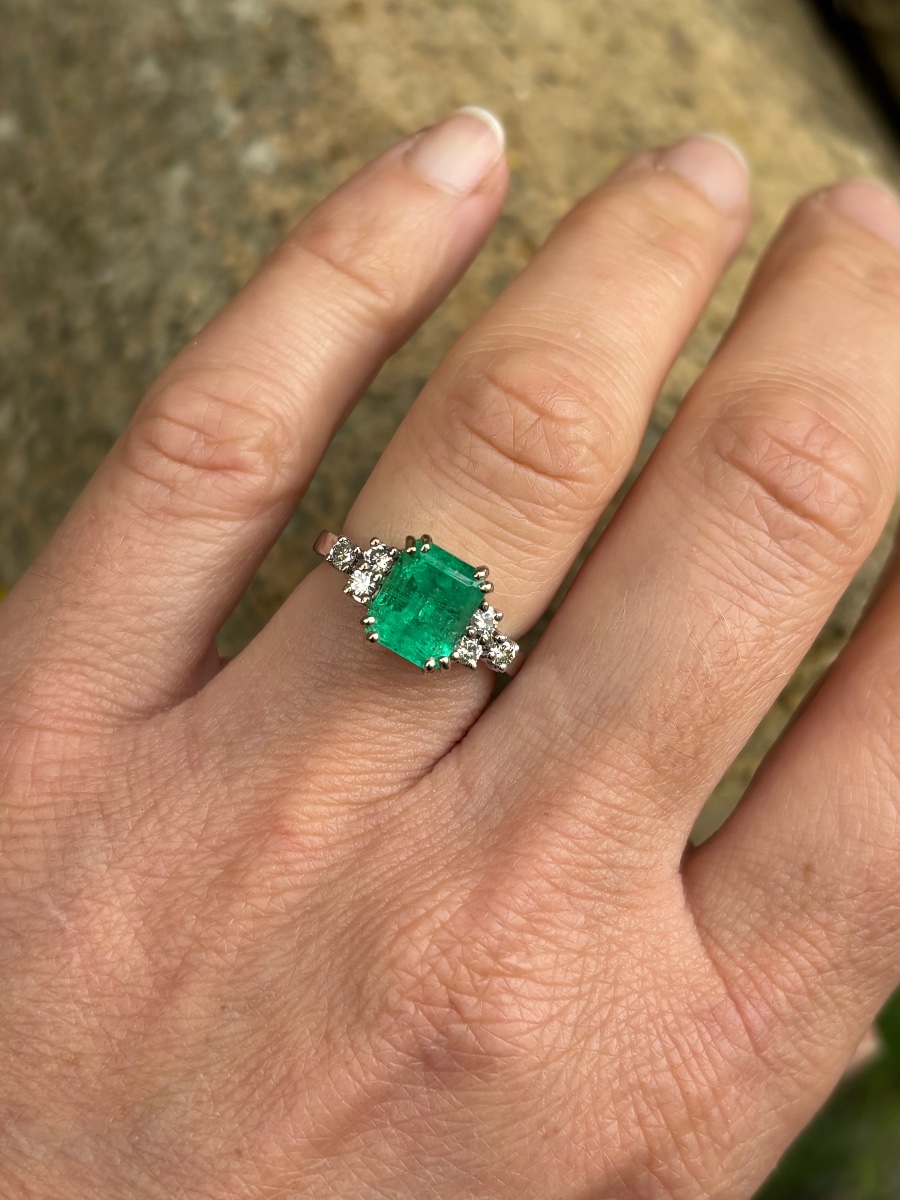 Emerald And Diamond Ring, 18k Gold-photo-1
