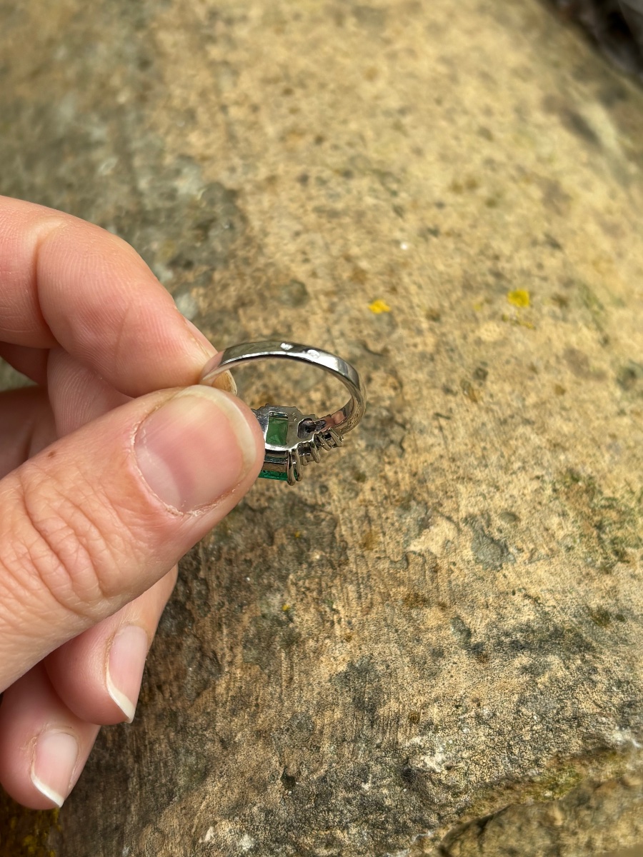 Emerald And Diamond Ring, 18k Gold-photo-2