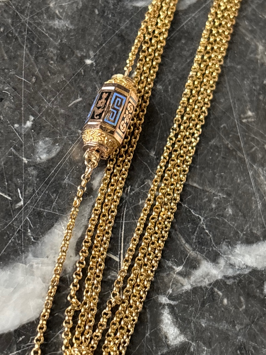  18k Gold Barillet Clasp Long Chain -photo-3