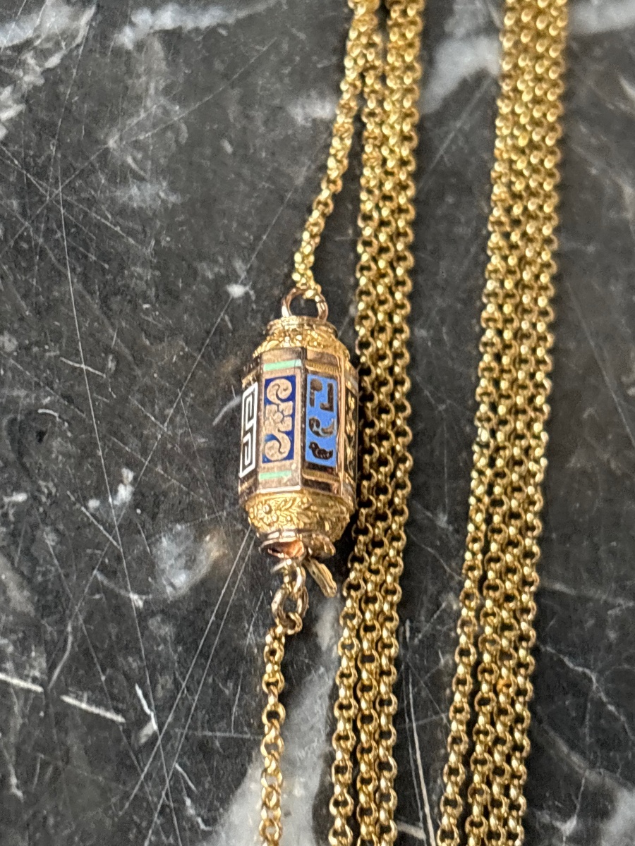  18k Gold Barillet Clasp Long Chain -photo-4