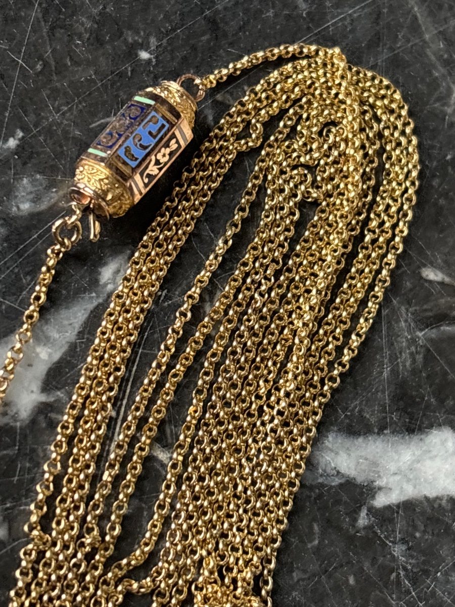  18k Gold Barillet Clasp Long Chain -photo-2