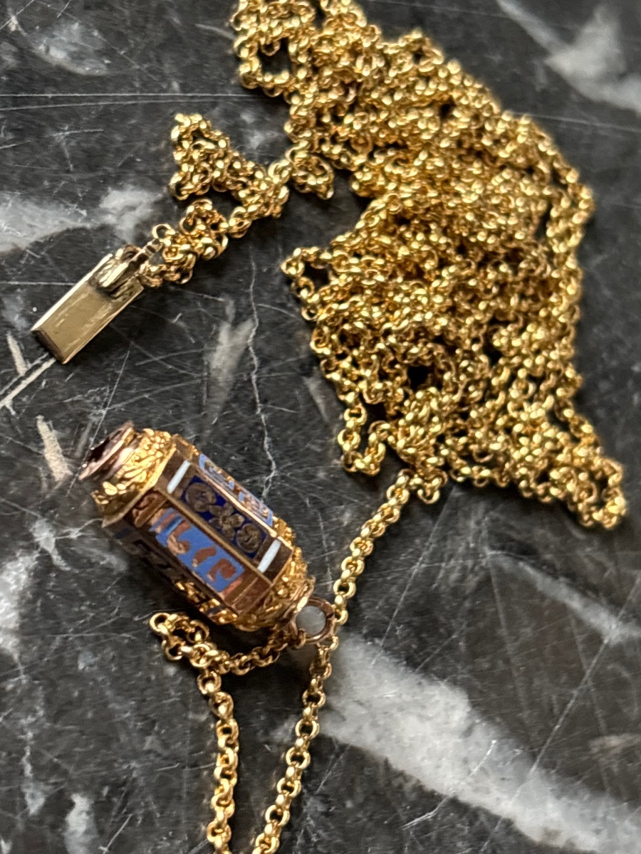  18k Gold Barillet Clasp Long Chain -photo-4