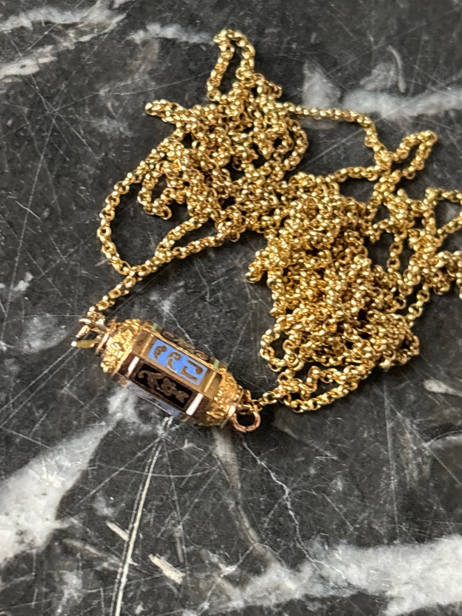  18k Gold Barillet Clasp Long Chain -photo-5