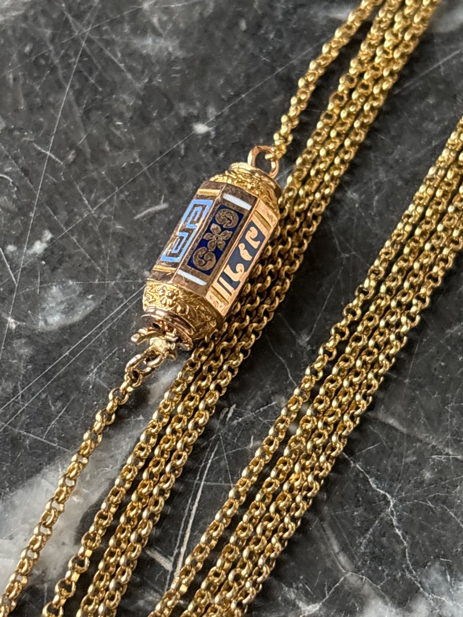  18k Gold Barillet Clasp Long Chain -photo-6
