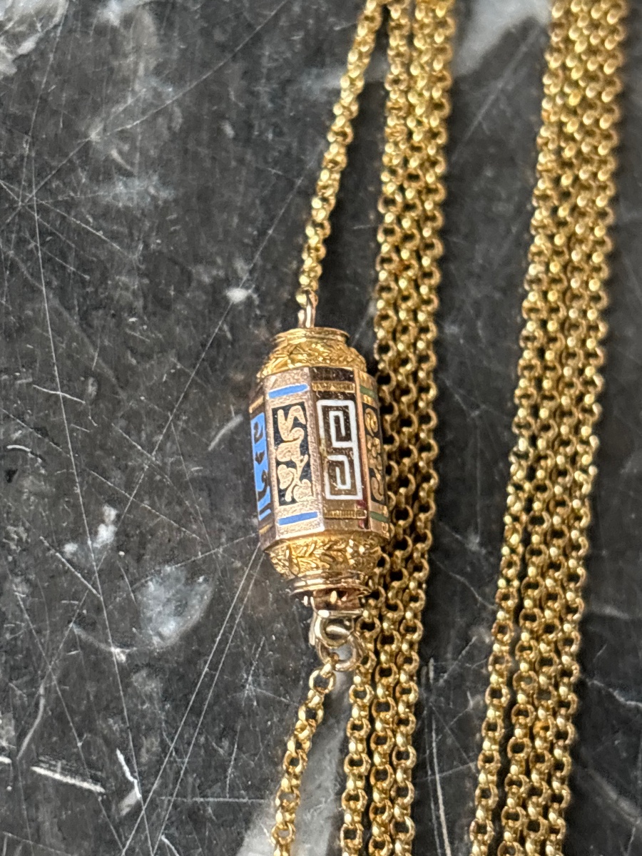  18k Gold Barillet Clasp Long Chain 
