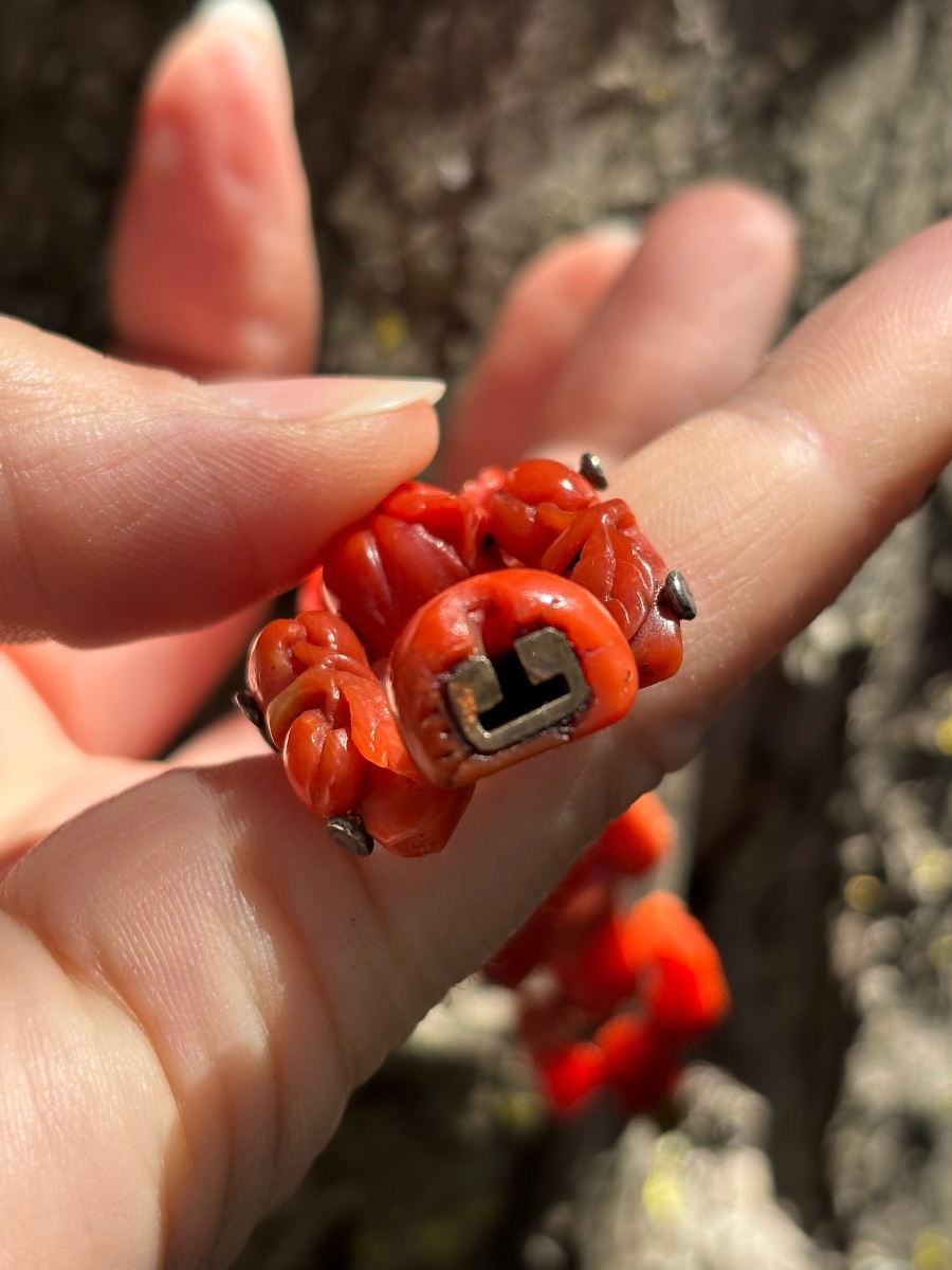 Bracelet en Corail ancien sculpté -photo-3