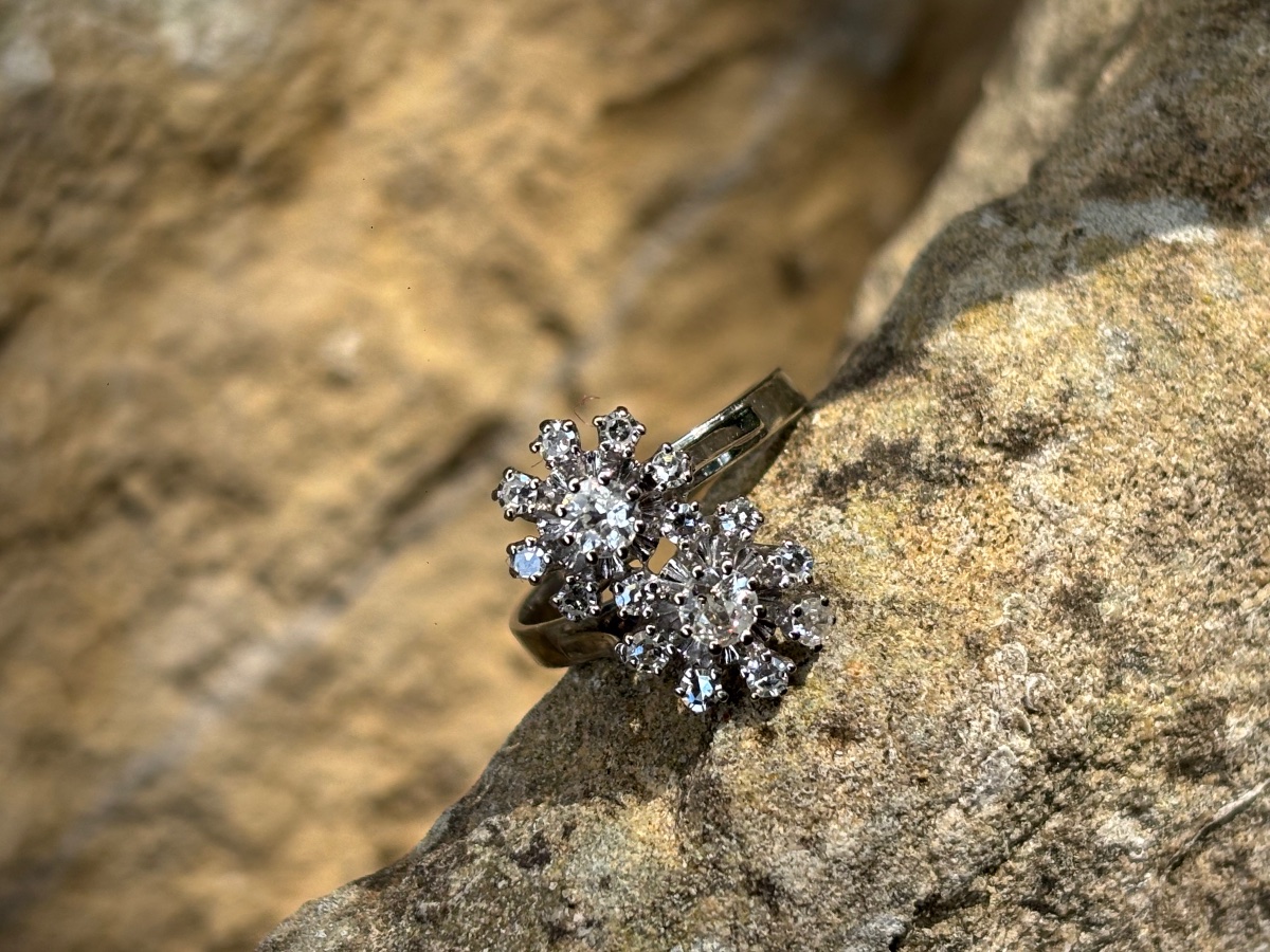 Bague Toi & moi diamants et or blanc 18 ct