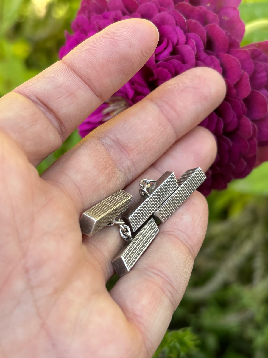 Hermès Silver Cufflinks -photo-3