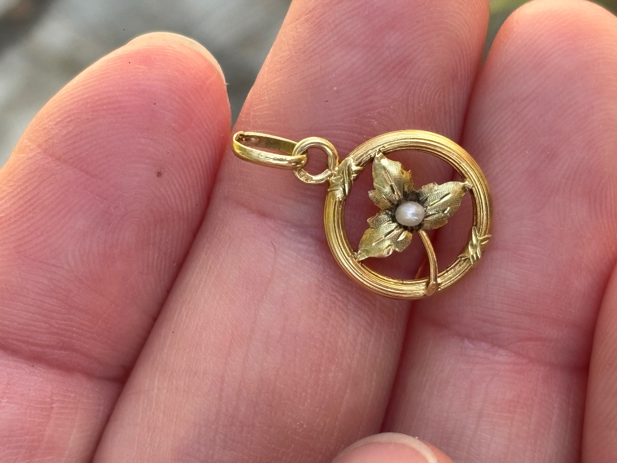 Pendentif perle fine or 18 ct-photo-2