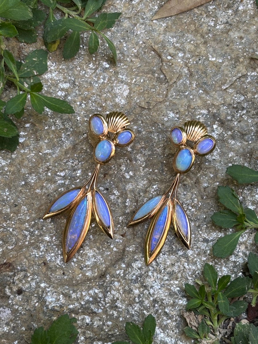 18k Gold And Opal Earrings -photo-2