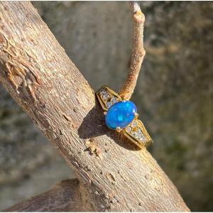 Bague Opale et diamants Or