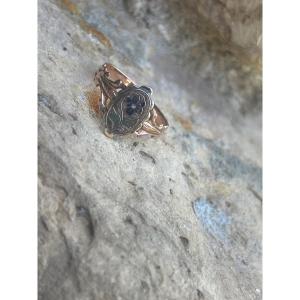 Bague émaillée pensée or 18ct