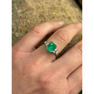 Bague Émeraude et diamants , or 18 k