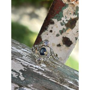 Sapphire And Diamond Ring, 18ct Gold & Platine
