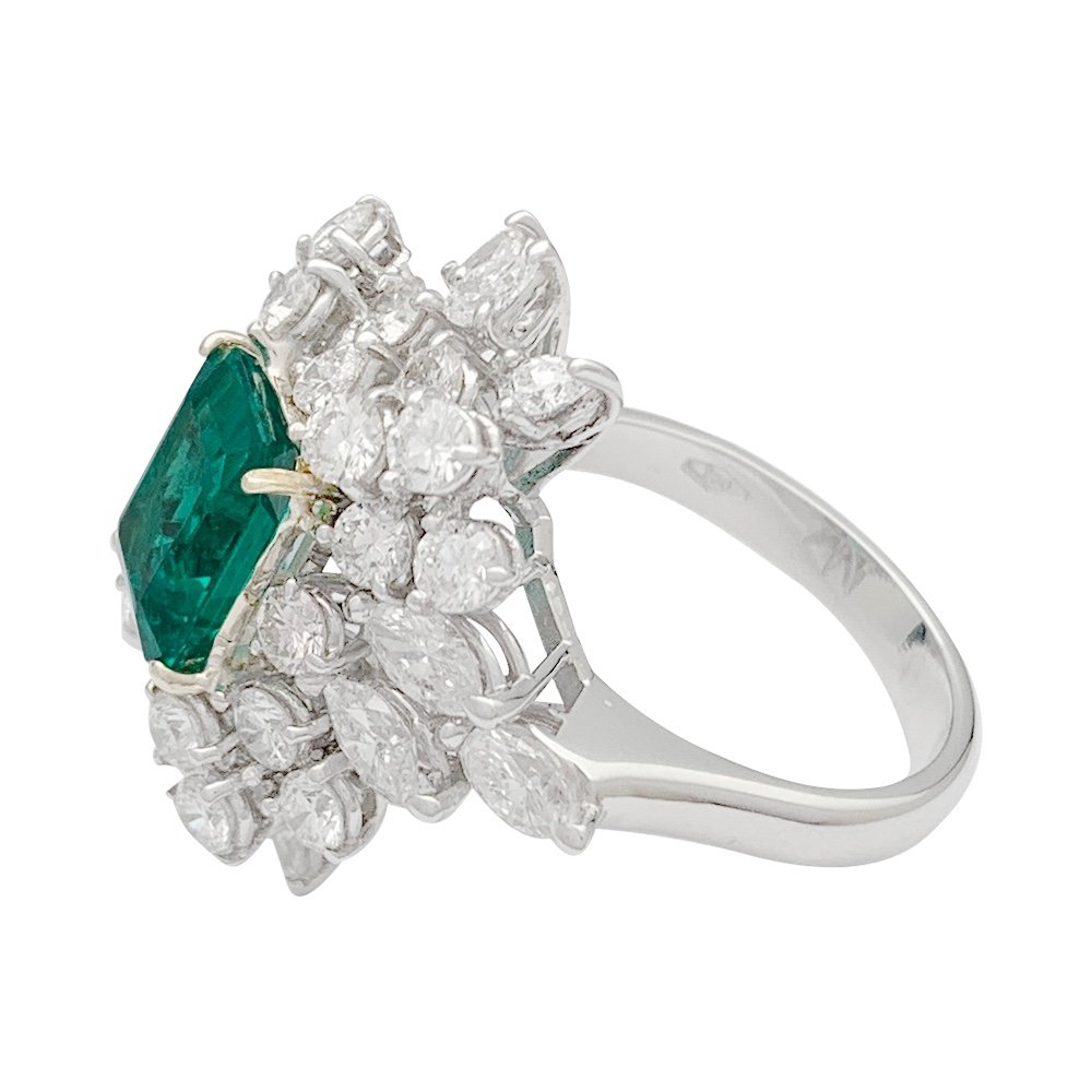 Alliance Vintage En Diamants Et émeraudes Naturelles, Bague De Mariage Art Déco