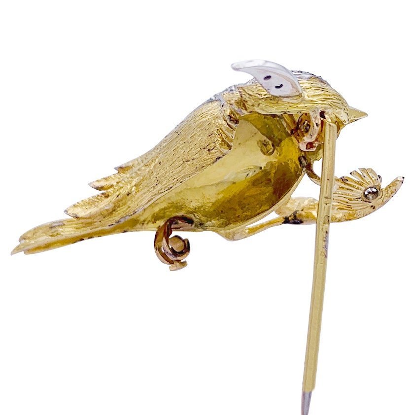 Broche Boucheron, "oiseau Sur Sa Branche", Or Jaune, Platine.-photo-4