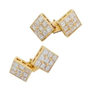 Boucheron Cufflinks In Yellow Gold, Diamonds.