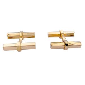 Cartier Cufflinks In Yellow Gold, Steel, Onyx And Aventurine.