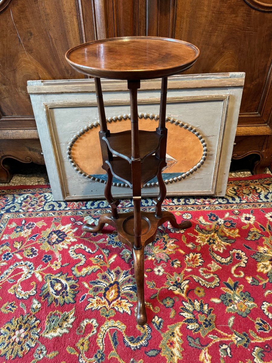 19th Century Mahogany Tripod Selette-photo-1
