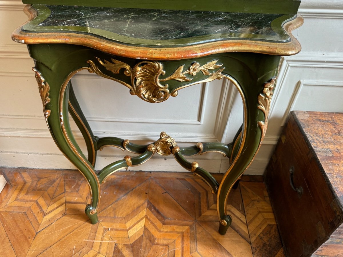 Console With Its Lacquered/gilded Mirror-photo-2