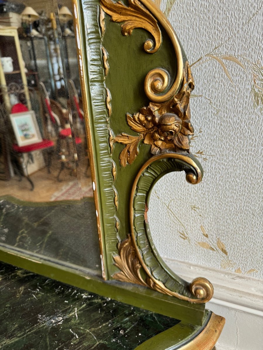 Console With Its Lacquered/gilded Mirror-photo-1
