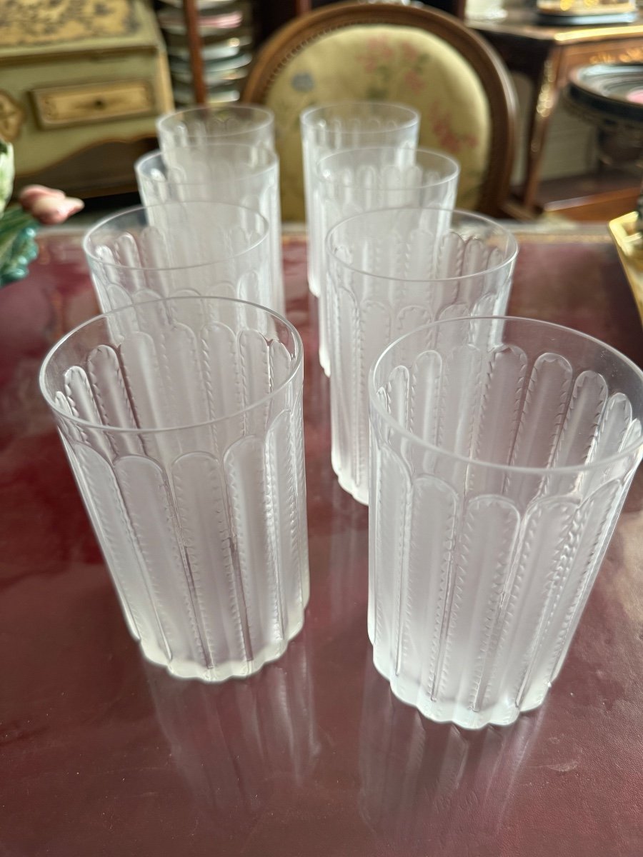 Set Of 8 Lalique Goblets -photo-2