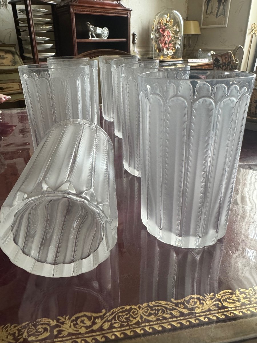 Set Of 8 Lalique Goblets -photo-3